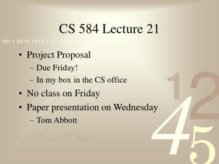 CS 584 Lecture 21