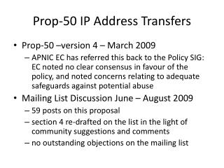 Prop-50 IP Address Transfers