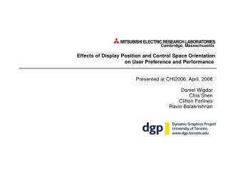 Effects of Display Position and Control Space Orientation on User Preference and Performance