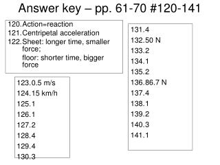 Answer key – pp. 61-70 #120-141