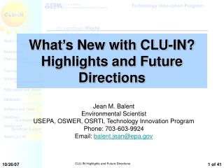 What’s New with CLU-IN? Highlights and Future Directions