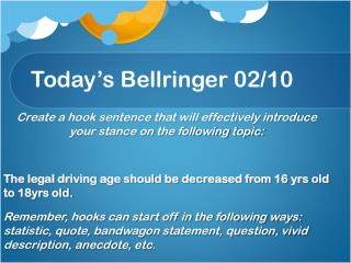 Today’s Bellringer 02 / 10