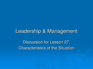 Leadership &amp; Management