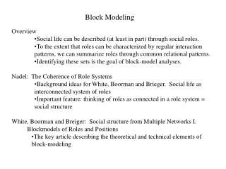 Block Modeling