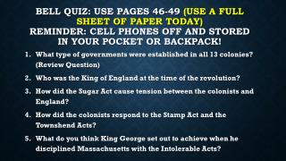 What type of governments were established in all 13 colonies? (Review Question)