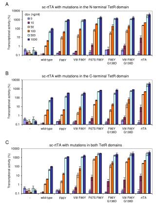 sc-rtTA with mutations in the N-terminal TetR domain