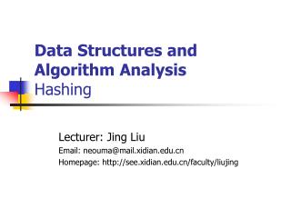 Data Structures and Algorithm Analysis Hashing