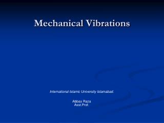 Mechanical Vibrations