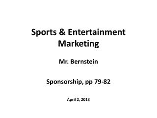 Sports &amp; Entertainment Marketing