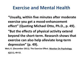 Exercise and Mental Health