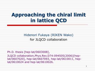 Approaching the chiral limit in lattice QCD