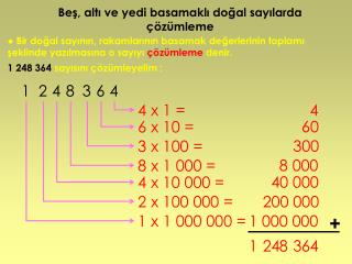 Beş, altı ve yedi basamaklı doğal sayılarda çözümleme