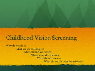 Childhood Vision Screening