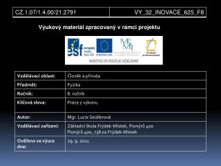 Výukový materiál zpracovaný v rámci projektu