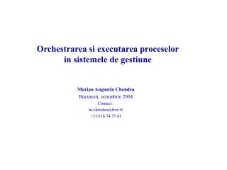 Orchestrarea si executarea proceselor in sistemele de gestiune