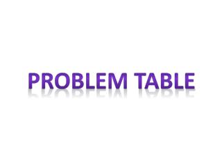 PROBLEM TABLE