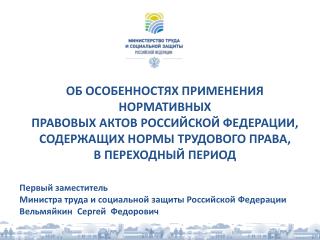 Первый заместитель Министра труда и социальной защиты Российской Федерации