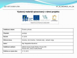 Výukový materiál zpracovaný v rámci projektu