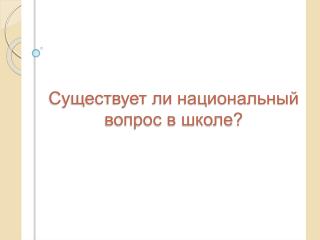Существует ли национальный вопрос в школе?