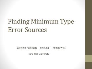 Finding Minimum Type Error Sources