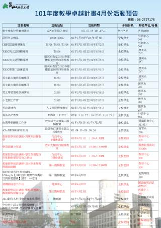 101 年度教學卓越計畫 4 月份活動預告