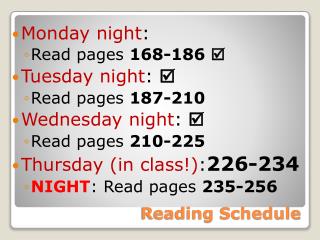 Reading Schedule