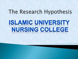 The Research Hypothesis