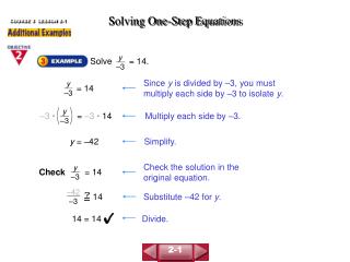 Solving One-Step Equations