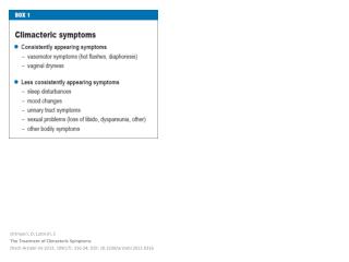 Ortmann, O; Lattrich , C The Treatment of Climacteric Symptoms