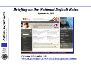 Briefing on the National Default Rates September 16, 2003