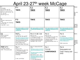 April 23-27 th week McCage