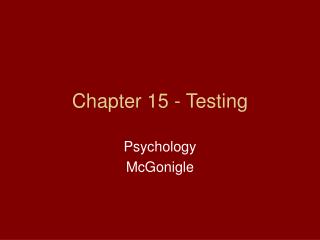 Chapter 15 - Testing