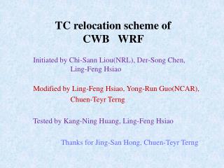 TC relocation scheme of CWB WRF