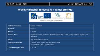 Výukový materiál zpracovaný v rámci projektu