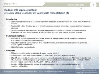 Radium-223 alpha-émetteur et survie dans le cancer de la prostate métastatique  (1)