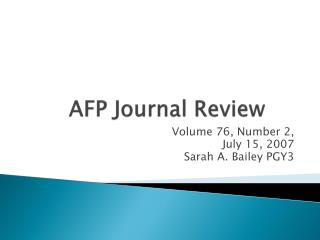 AFP Journal Review