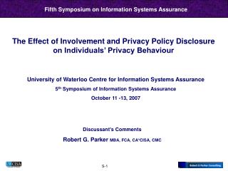 University of Waterloo Centre for Information Systems Assurance
