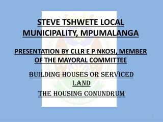 BUILDING HOUSES OR SERVICED LAND THE HOUSING CONUNDRUM