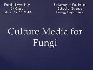 Culture Media for Fungi