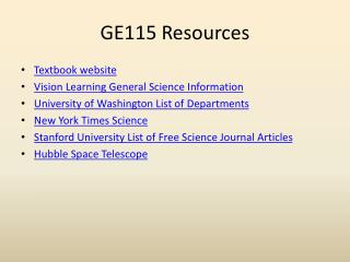 GE115 Resources
