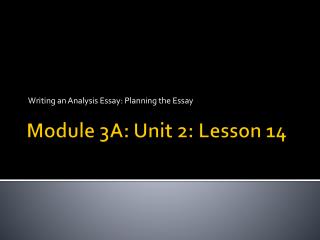 Module 3A: Unit 2: Lesson 14