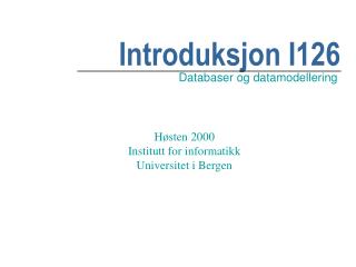 Introduksjon I126