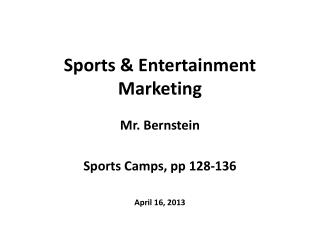 Sports &amp; Entertainment Marketing