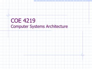 COE 4219 Computer Systems Architecture