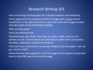 Research Writing 101