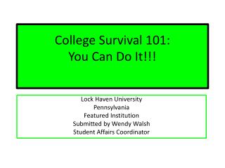 College Survival 101: You Can Do It!!!