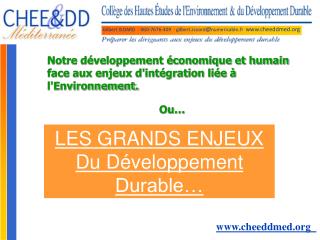 LES GRANDS ENJEUX Du Développement Durable…