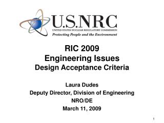 RIC 2009 Engineering Issues Design Acceptance Criteria