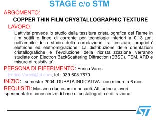 STAGE c/o STM