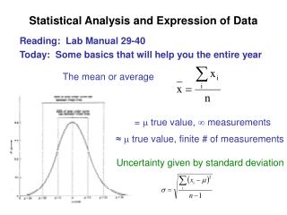 Statistical Analysis and Expression of Data